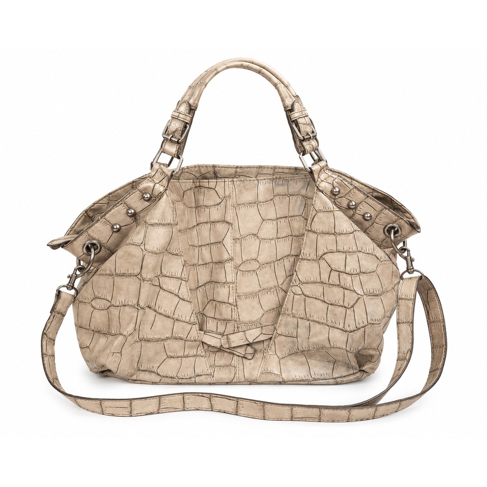 Charming Charlie Vintage Y2K Taupe Croc Embossed Shoulder Crossbody Purse - Picture 1 of 13